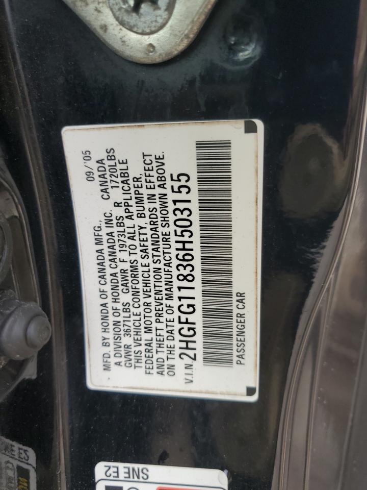 2006 Honda Civic Ex VIN: 2HGFG11836H503155 Lot: 82358445