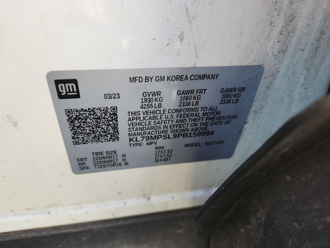 2023 Chevrolet Trailblazer Lt VIN: KL79MPSL9PB159994 Lot: 91990855