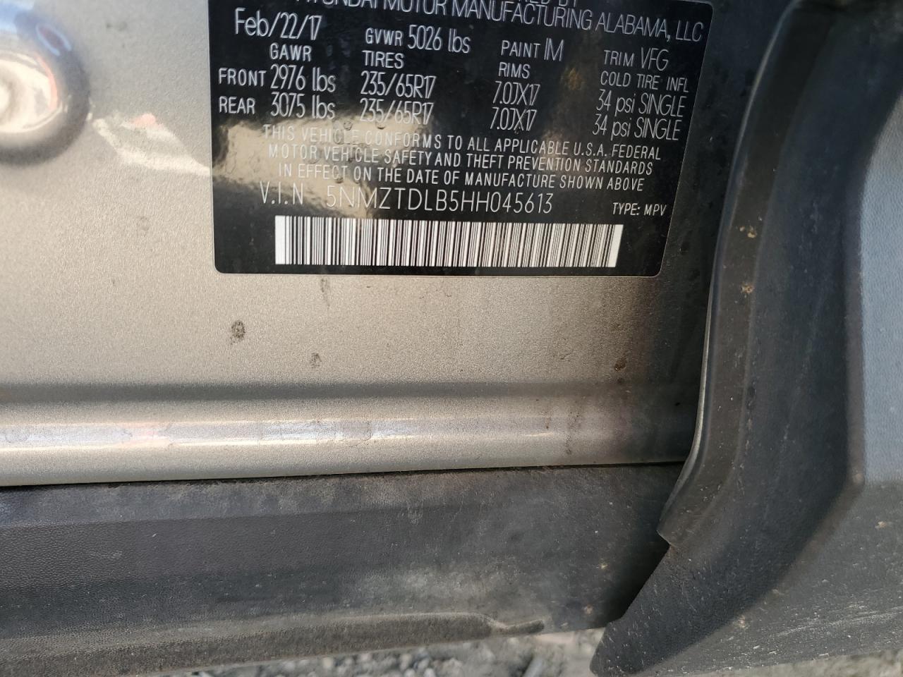 2017 Hyundai Santa Fe Sport VIN: 5NMZTDLB5HH045613 Lot: 84582275