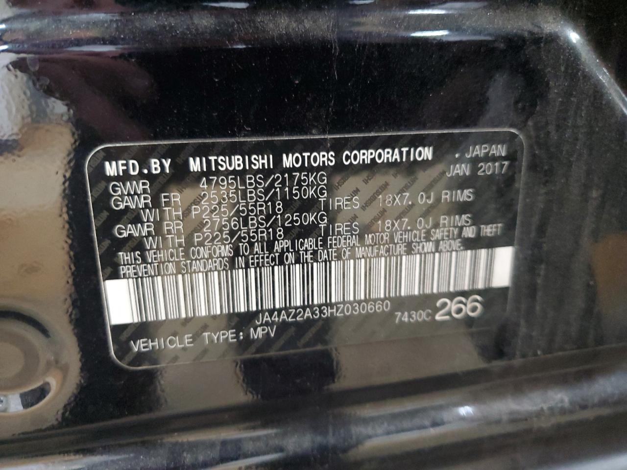 2017 Mitsubishi Outlander Es VIN: JA4AZ2A33HZ030660 Lot: 90908035