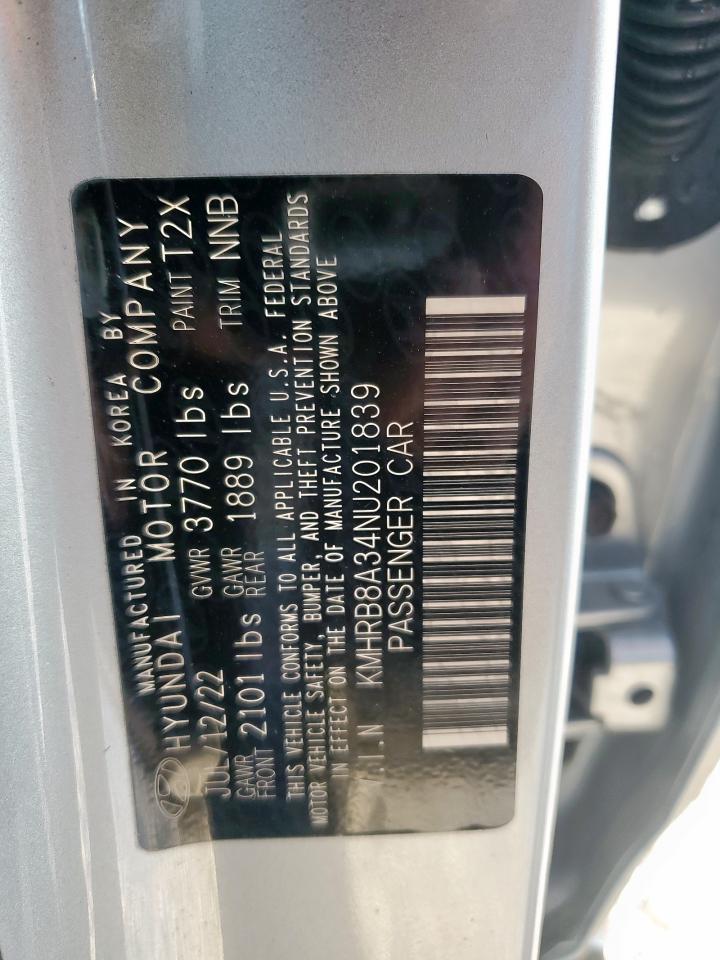 2022 Hyundai Venue Se VIN: KMHRB8A34NU201839 Lot: 85148905