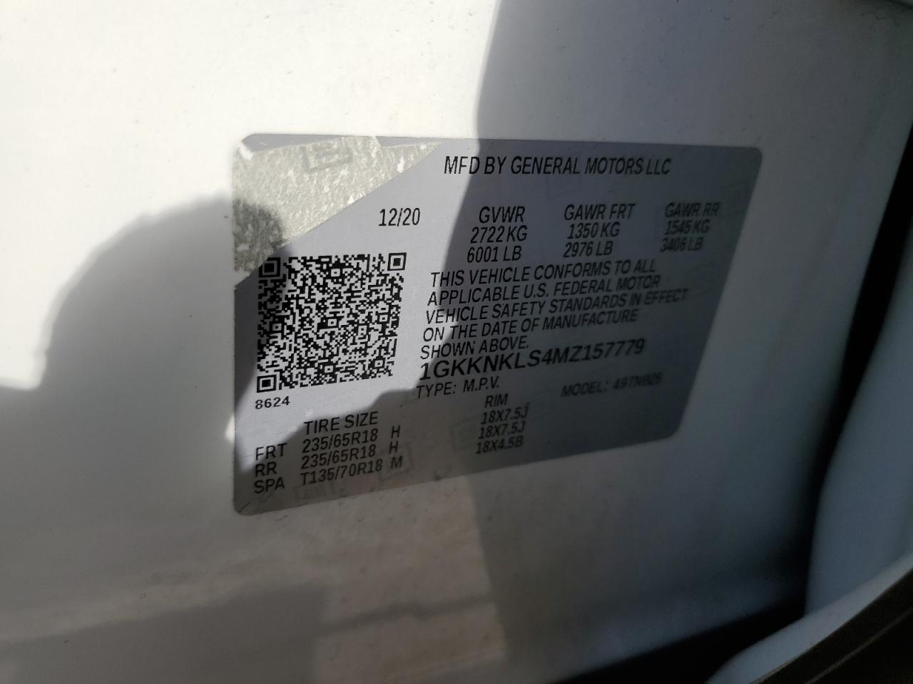 2021 GMC Acadia Sle VIN: 1GKKNKLS4MZ157779 Lot: 85948865