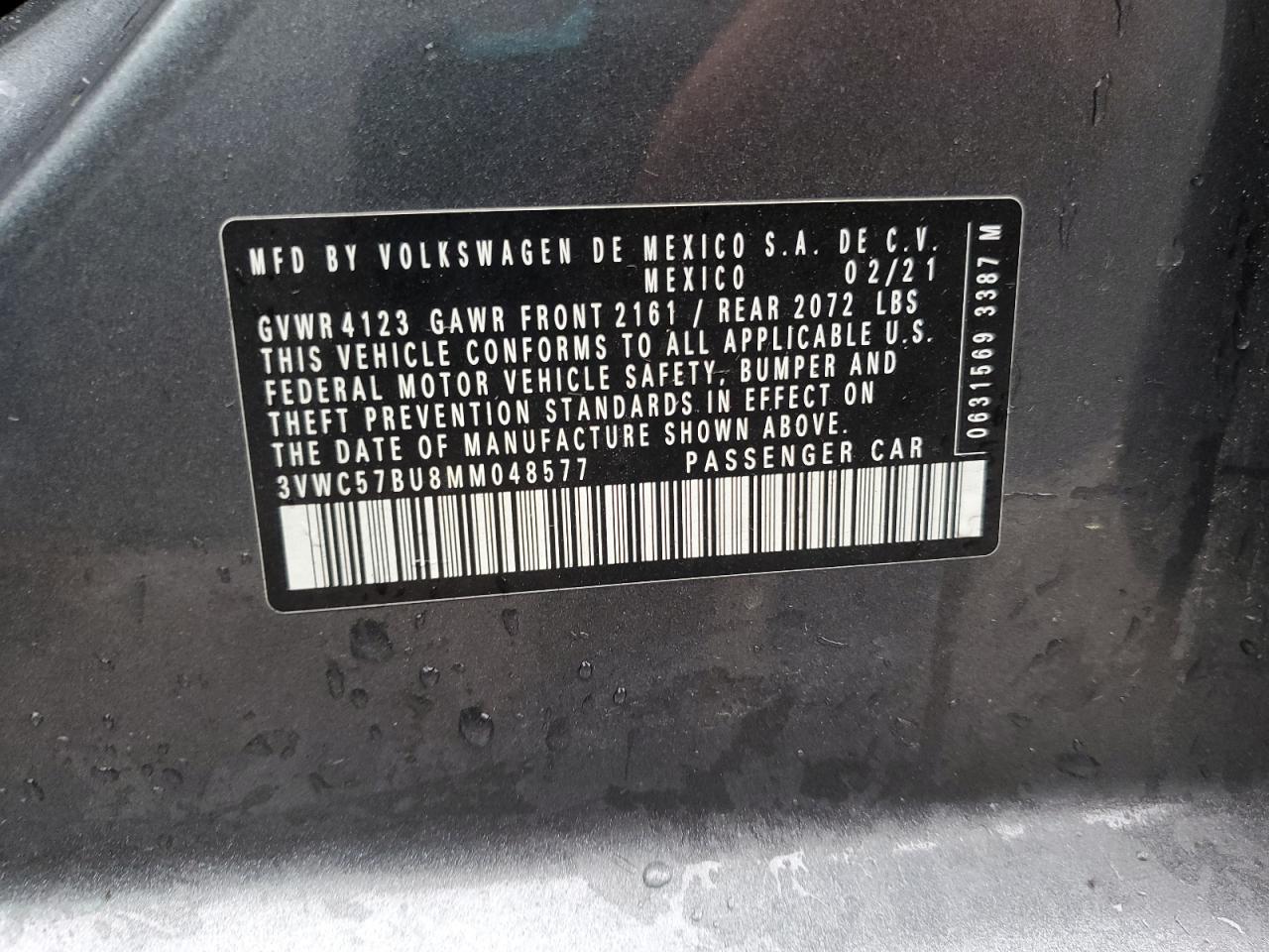2021 Volkswagen Jetta S VIN: 3VWC57BU8MM048577 Lot: 85012005