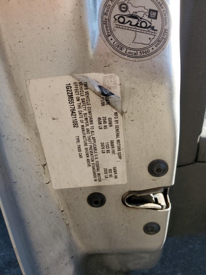 2006 Pontiac G6 Gtp VIN: 1G2ZM551764211082 Lot: 91024655