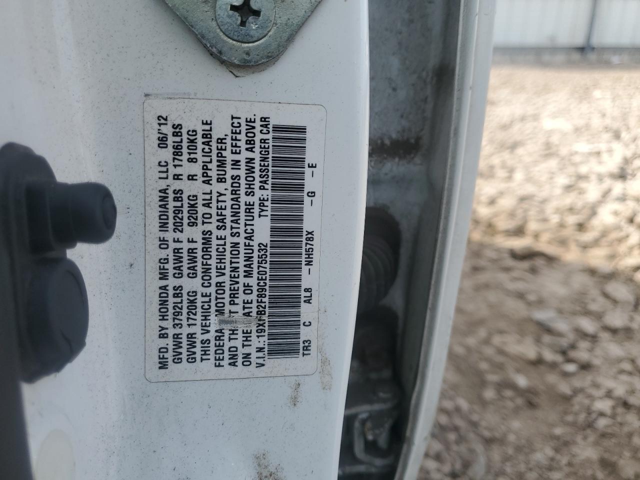 2012 Honda Civic Ex VIN: 19XFB2F89CE075532 Lot: 81911745