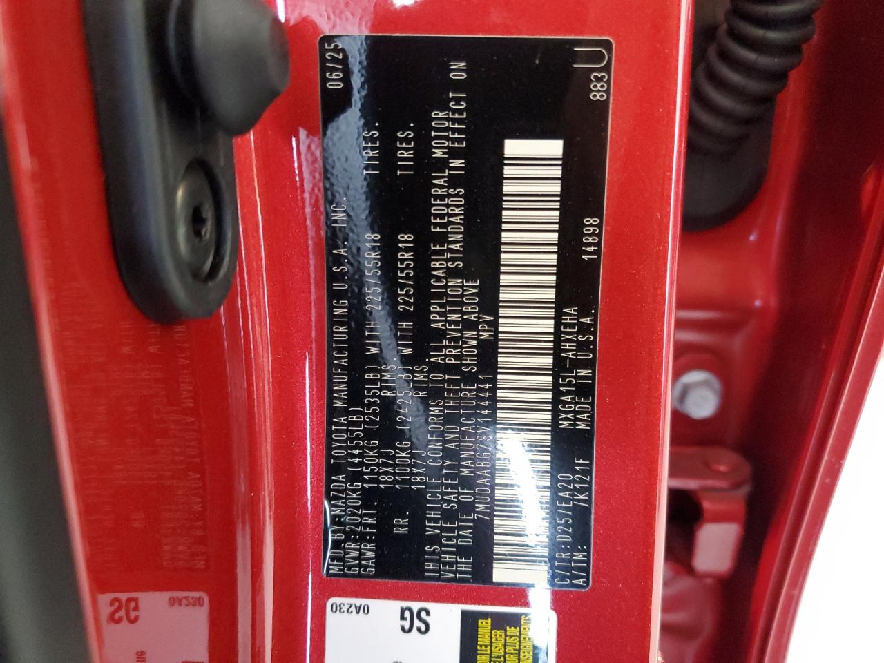 2025 Toyota Corolla Cross Xle VIN: 7MUDAABG7SV144441 Lot: 85695605