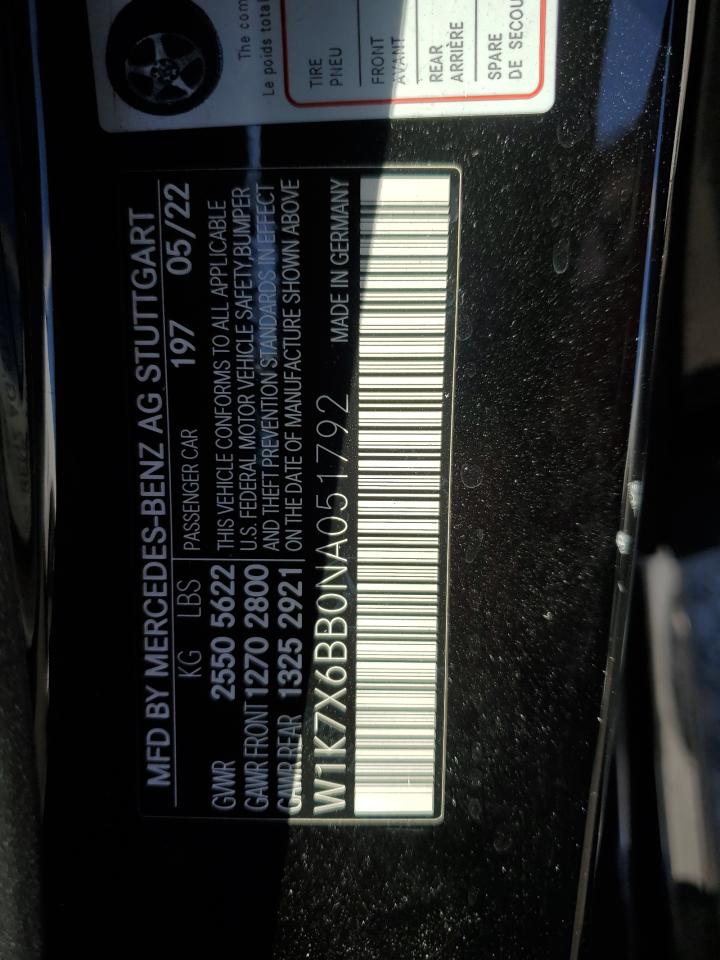 2022 Mercedes-Benz Amg Gt 53 VIN: W1K7X6BB0NA051792 Lot: 82351205