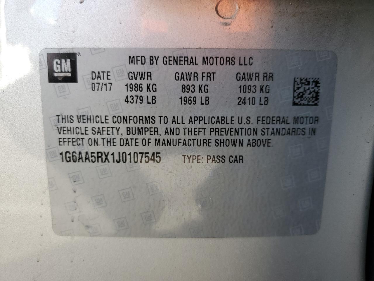 2018 Cadillac Ats VIN: 1G6AA5RX1J0107545 Lot: 86110305