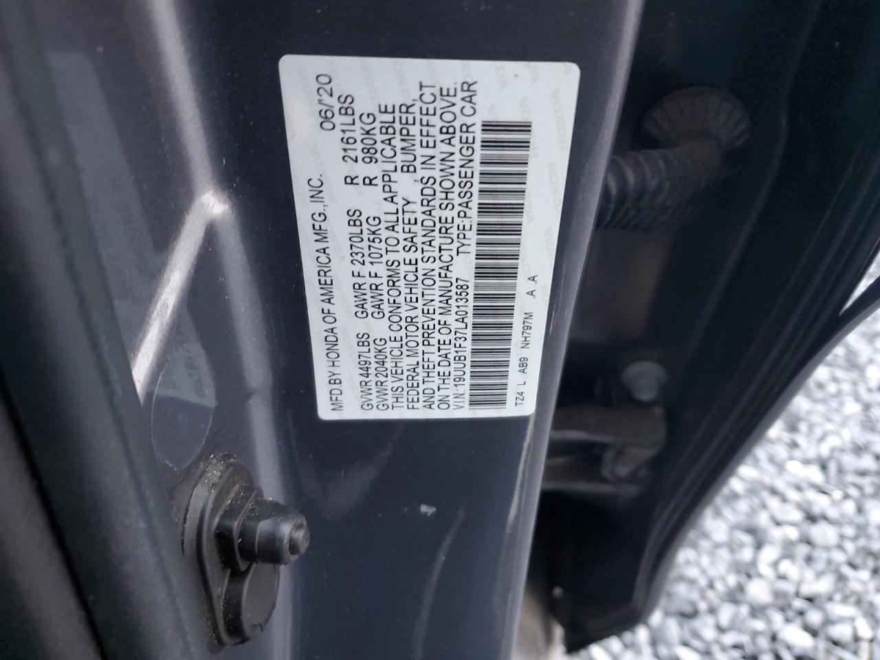 2020 Acura Tlx VIN: 19UUB1F37LA013587 Lot: 90515615