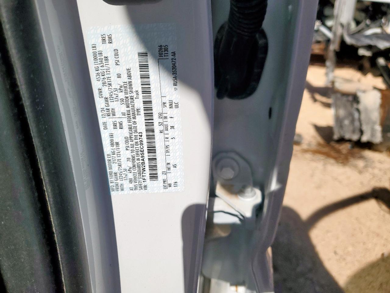 2025 Ford F250 Super Duty VIN: 1FT7W2BA9SEC09743 Lot: 87242405