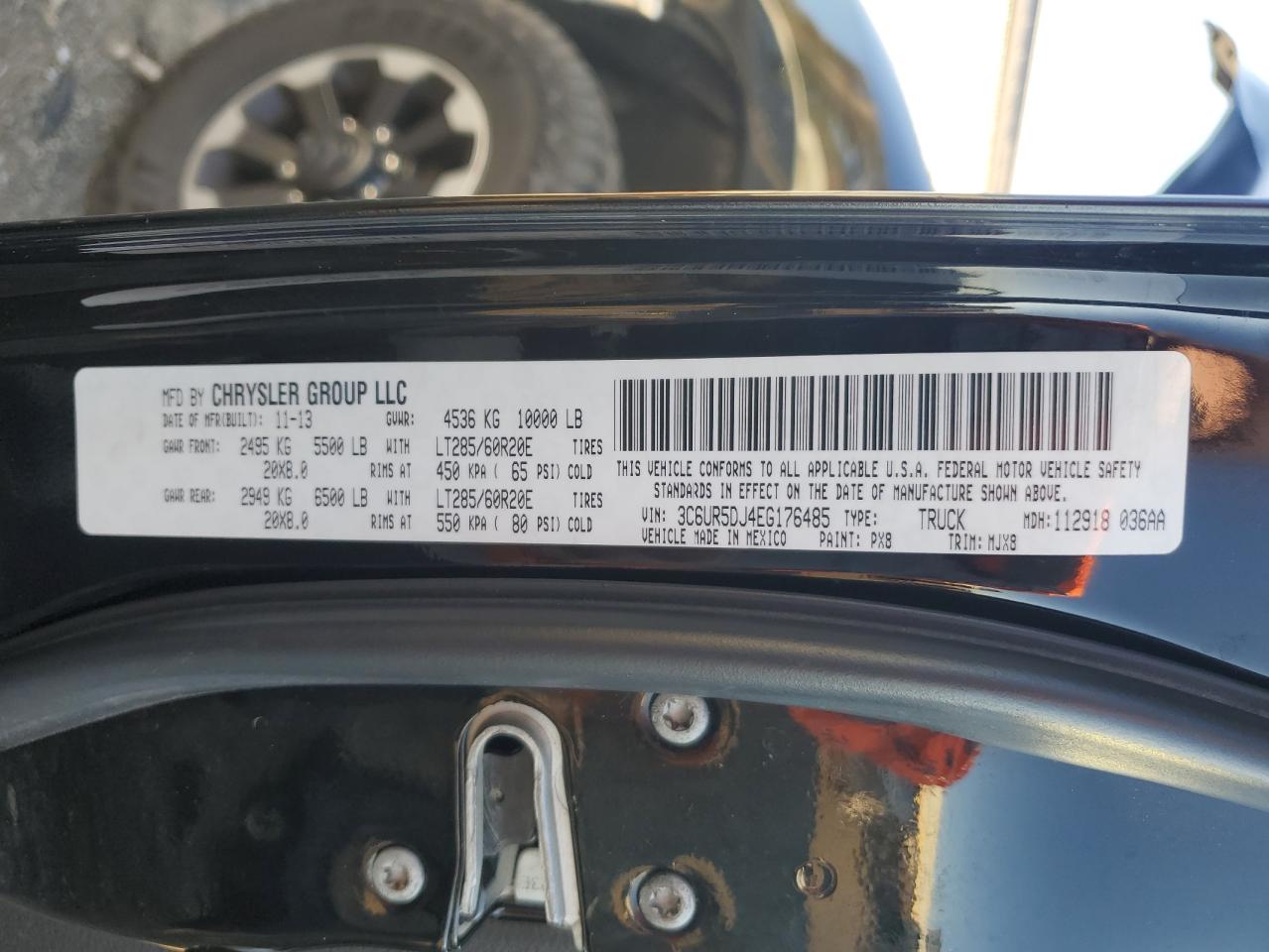 2014 Ram 2500 Slt VIN: 3C6UR5DJ4EG176485 Lot: 90822495