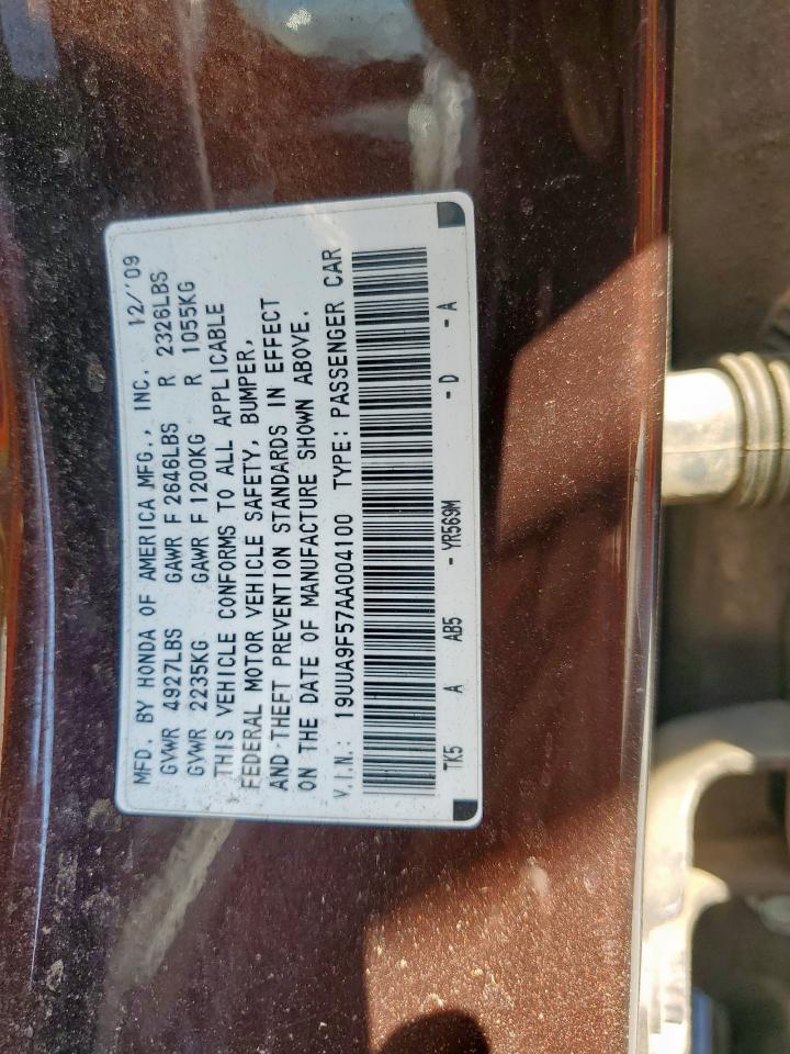 2010 Acura Tl VIN: 19UUA9F57AA004100 Lot: 85888845
