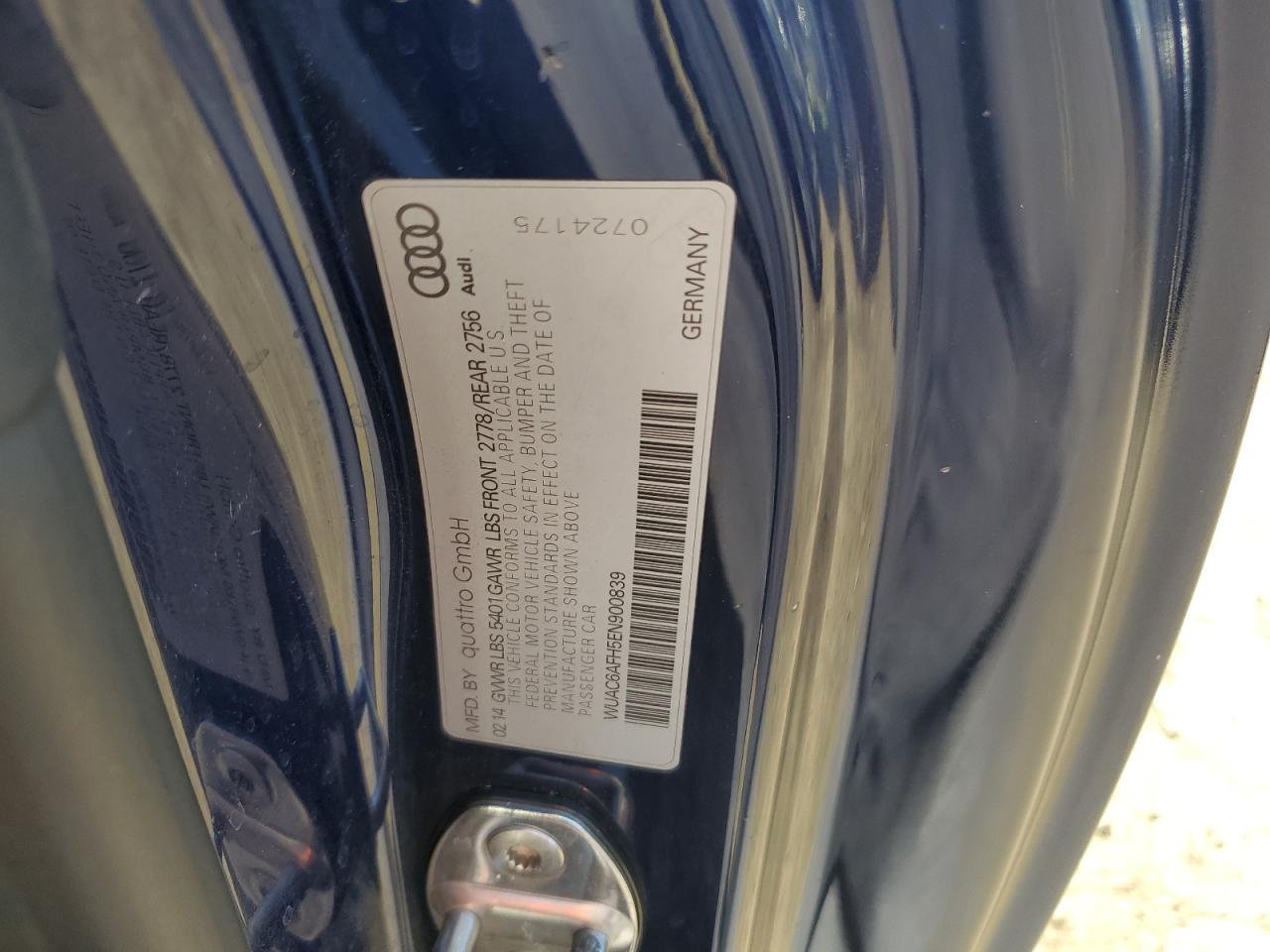 2014 Audi Rs5 VIN: WUAC6AFH5EN900839 Lot: 87206825