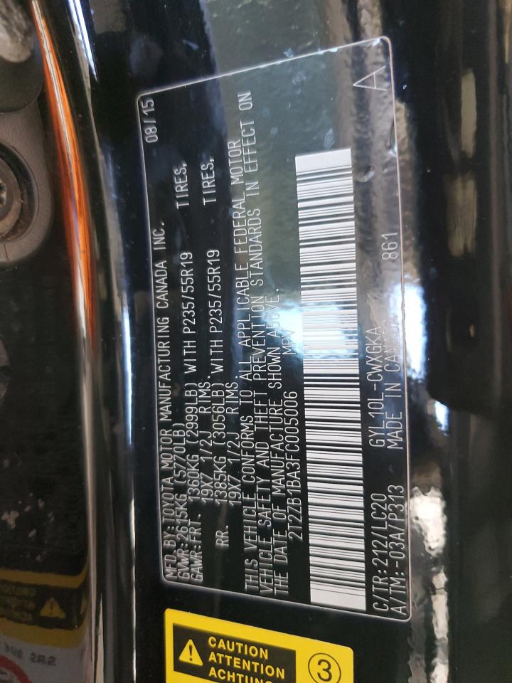 2015 Lexus Rx 450H VIN: 2T2ZB1BA3FC005006 Lot: 85940745