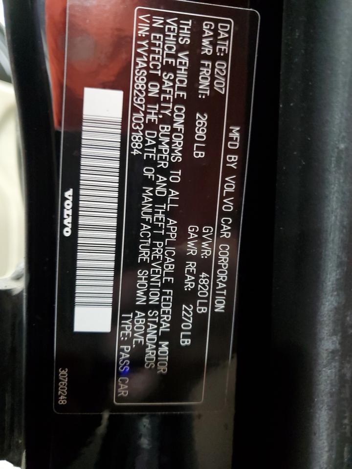 2007 Volvo S80 3.2 VIN: YV1AS982971031884 Lot: 89828705