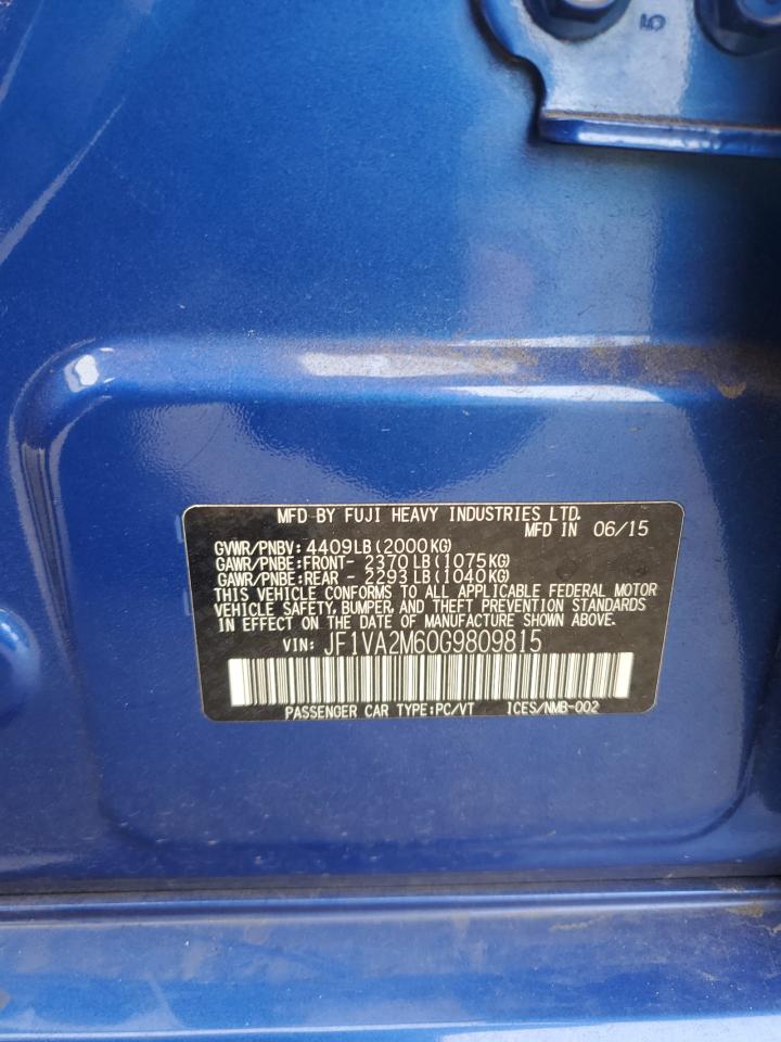 2016 Subaru Wrx Sti VIN: JF1VA2M60G9809815 Lot: 85648055