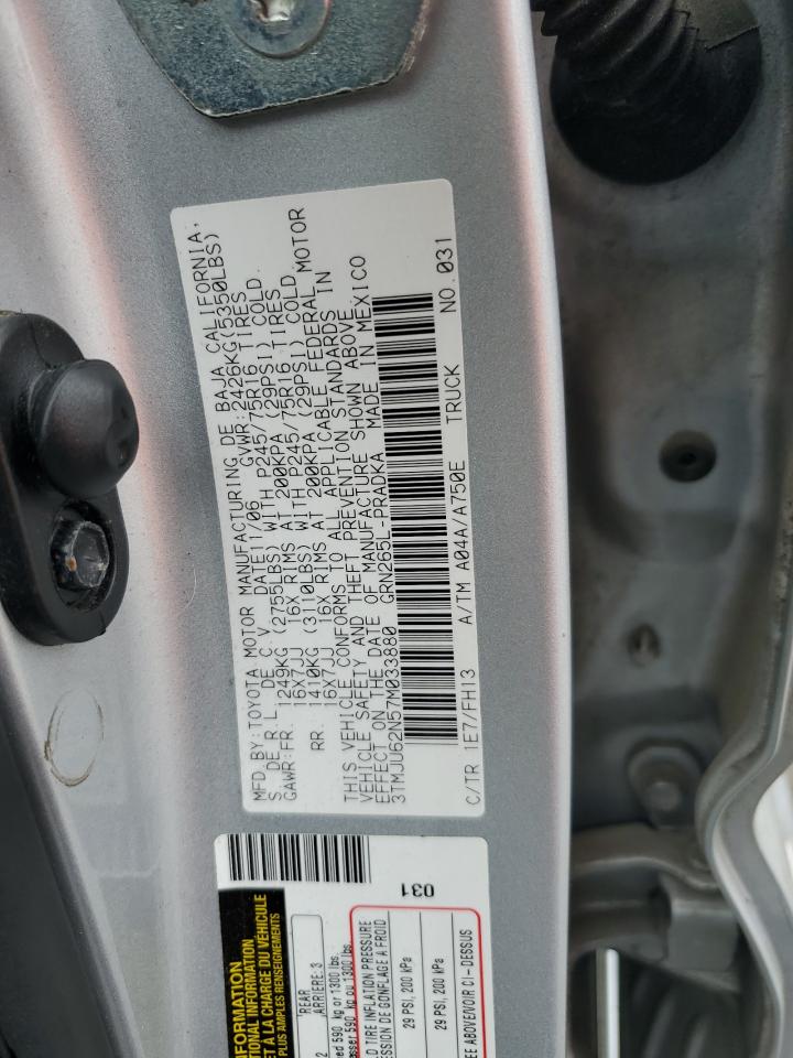 2007 Toyota Tacoma Double Cab Prerunner VIN: 3TMJU62N57M033880 Lot: 86250735