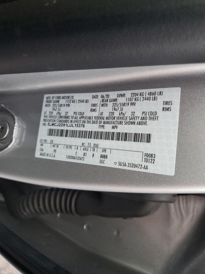 2020 Lincoln Corsair Reserve VIN: 5LMCJ2D91LUL15376 Lot: 90742705