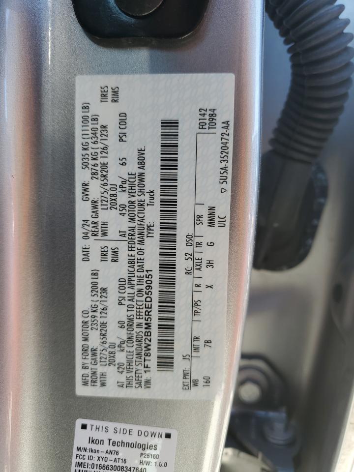 2024 Ford F250 Super Duty VIN: 1FT8W2BM5RED59051 Lot: 82510545