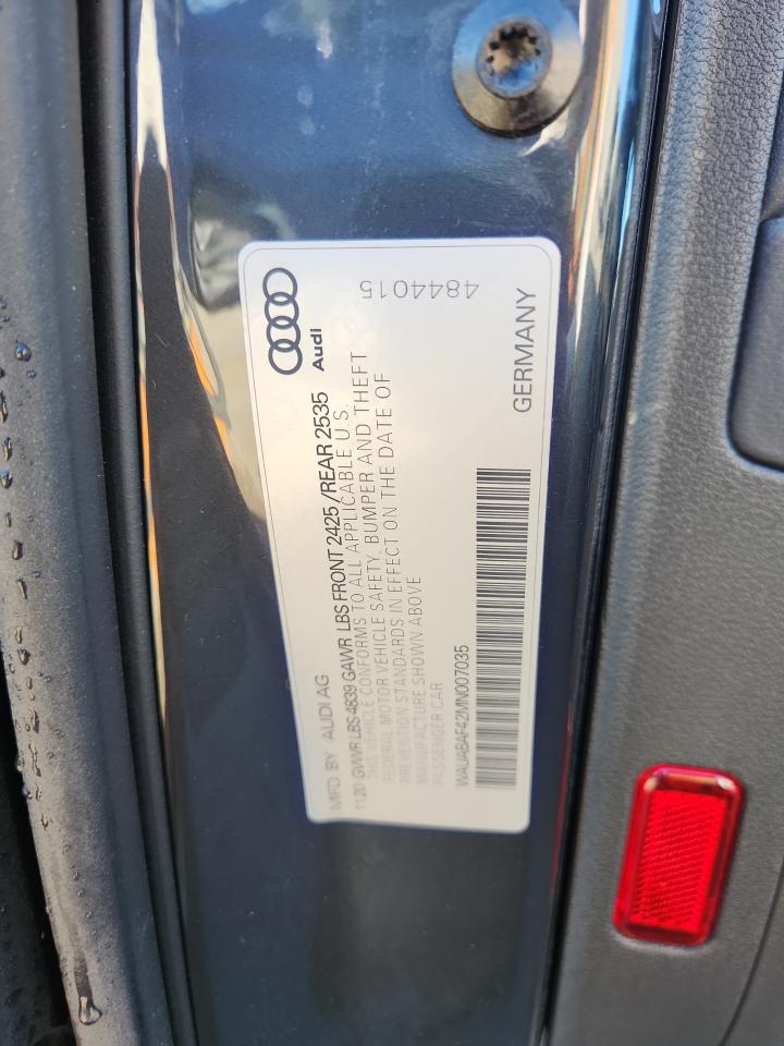 2021 Audi A4 Premium 40 VIN: WAUABAF42MN007035 Lot: 85528205