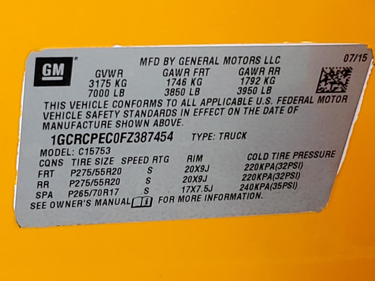 2015 Chevrolet Silverado C1500 VIN: 1GCRCPEC0FZ387454 Lot: 84602105