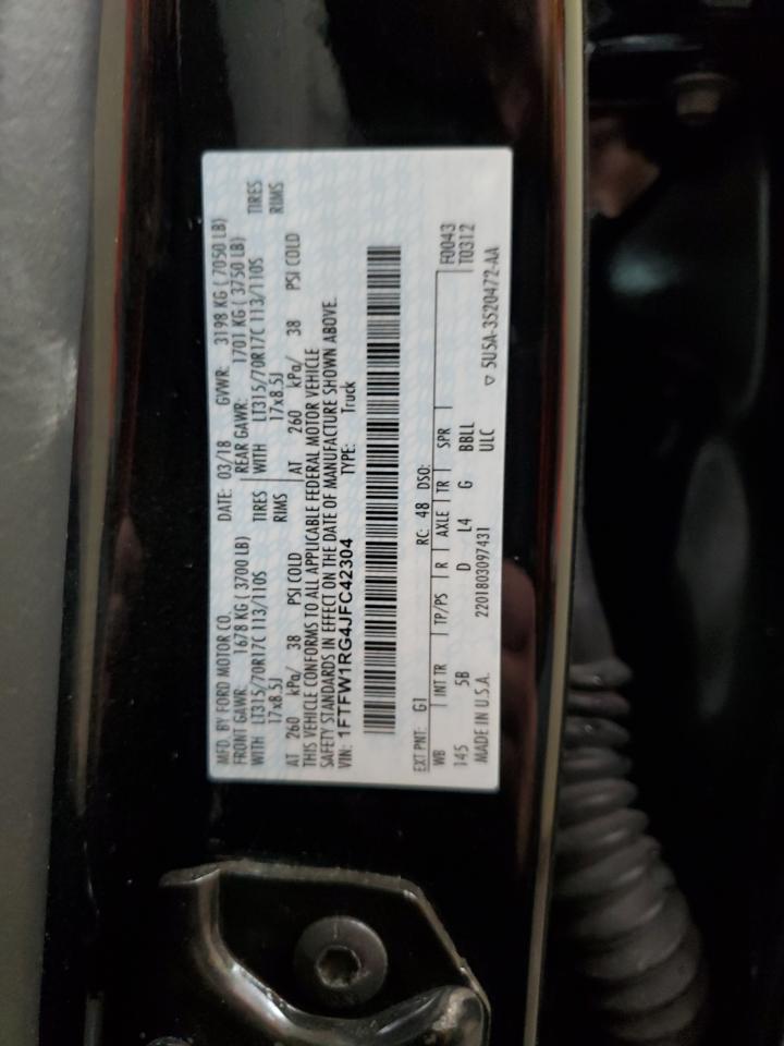 2018 Ford F150 Raptor VIN: 1FTFW1RG4JFC42304 Lot: 90262755