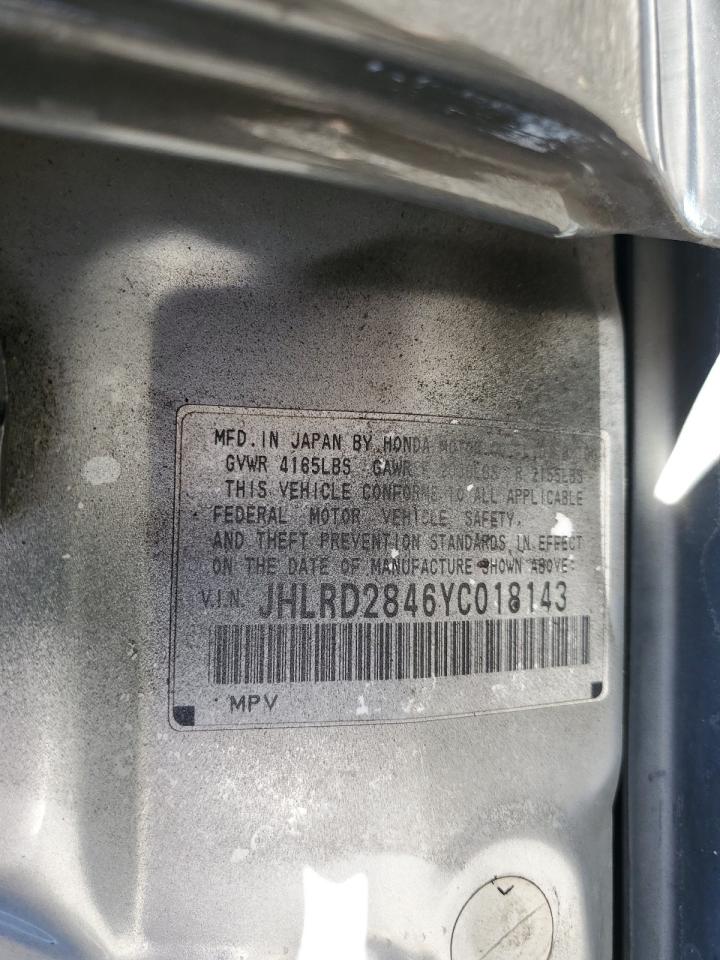 2000 Honda Cr-V Lx VIN: JHLRD2846YC018143 Lot: 85406615