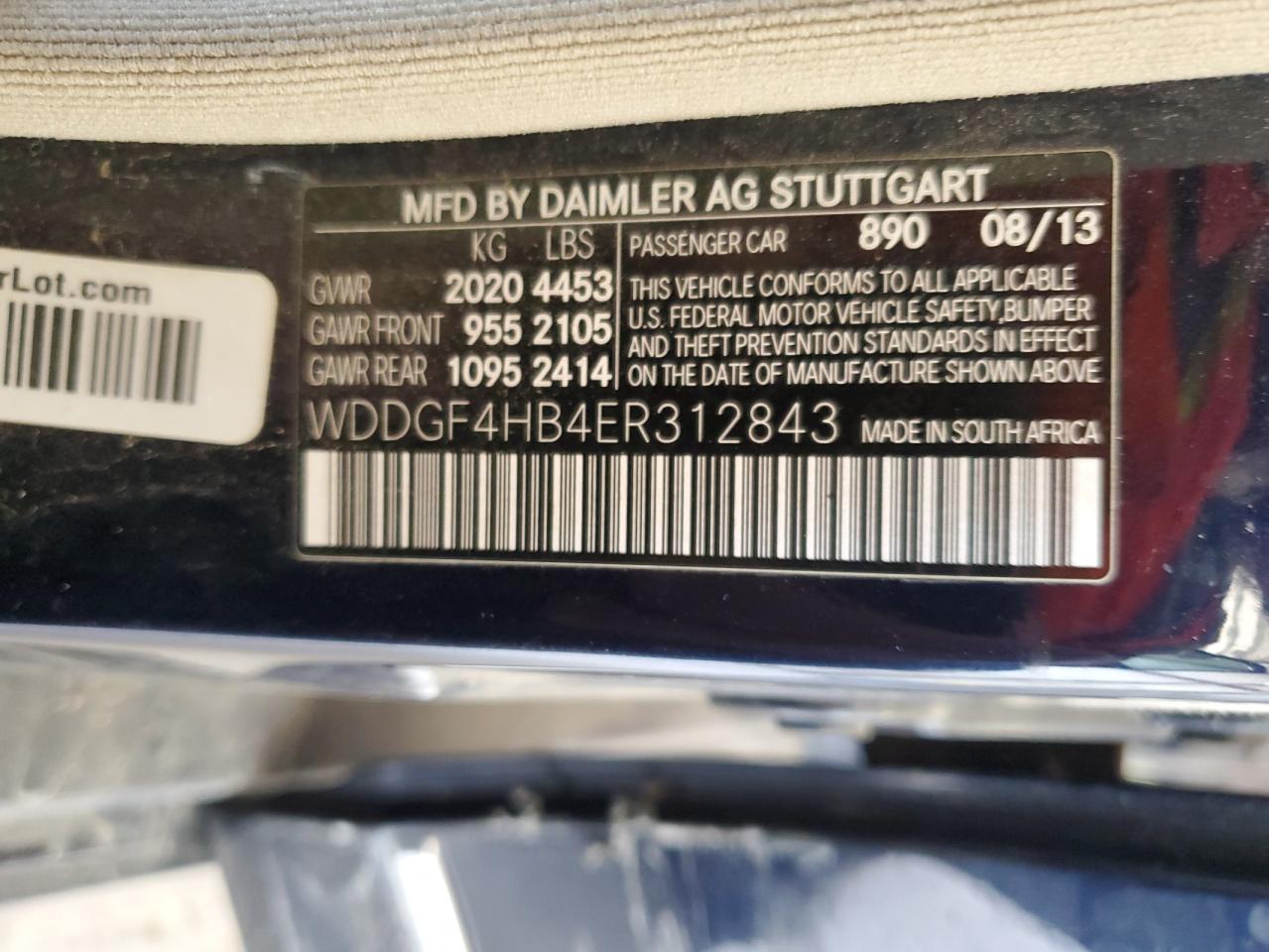 2014 Mercedes-Benz C 250 VIN: WDDGF4HB4ER312843 Lot: 82662705