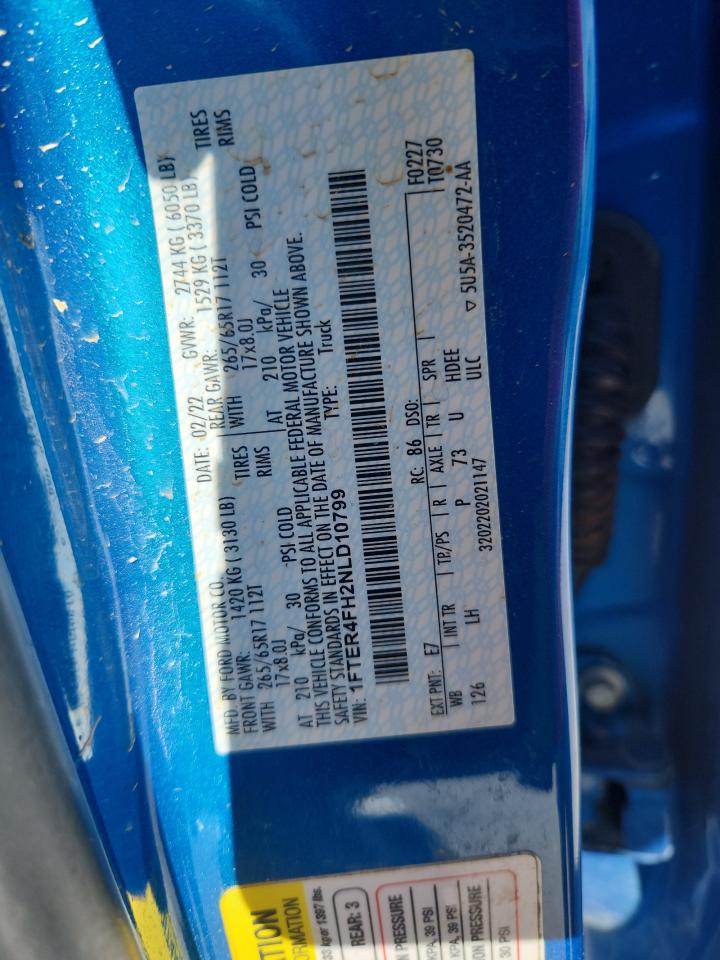 2022 Ford Ranger Xl VIN: 1FTER4FH2NLD10799 Lot: 89507215