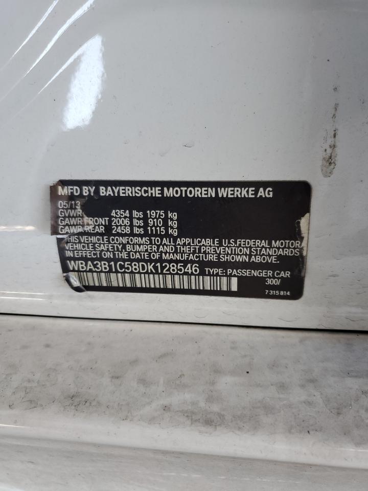2013 BMW 320 I VIN: WBA3B1C58DK128546 Lot: 85827015