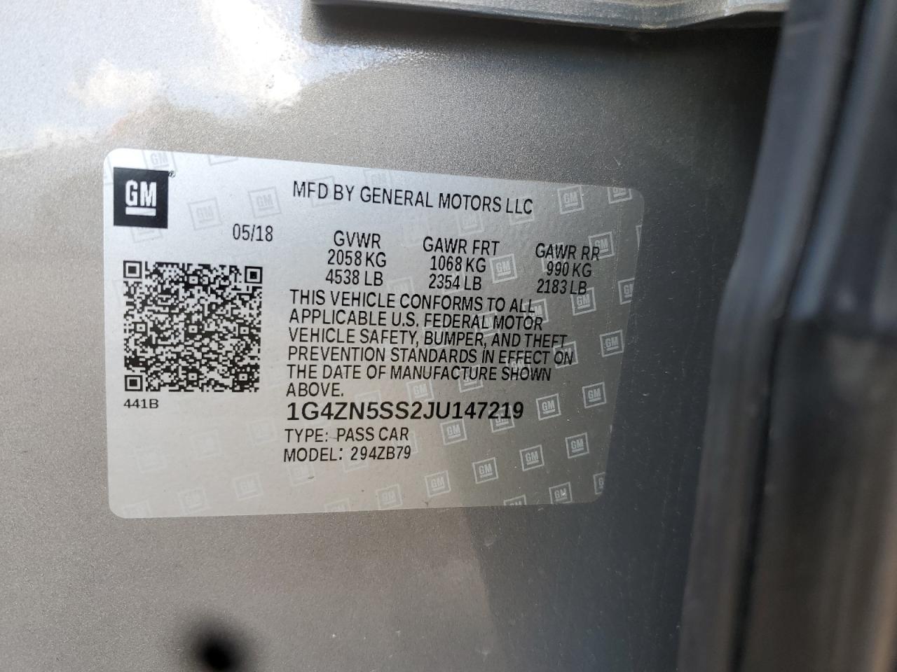 2018 Buick Lacrosse Preferred VIN: 1G4ZN5SS2JU147219 Lot: 85728705