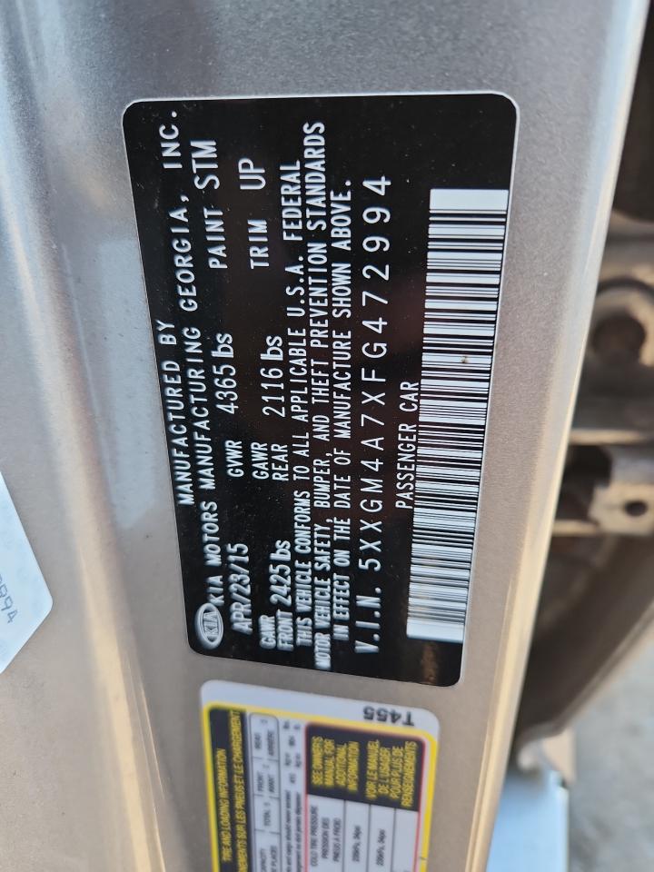 2015 Kia Optima Lx VIN: 5XXGM4A7XFG472994 Lot: 86059975