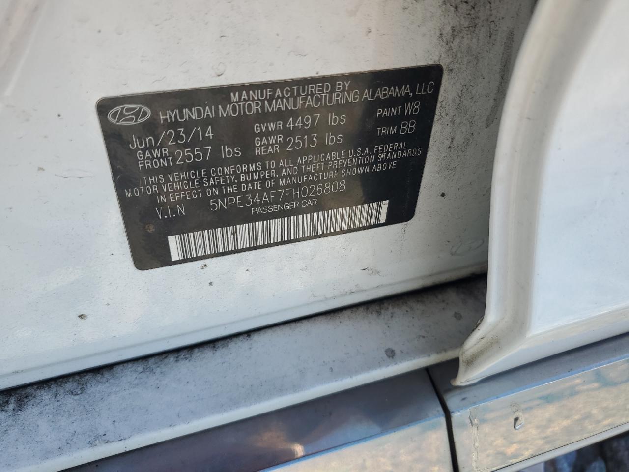 2015 Hyundai Sonata Sport VIN: 5NPE34AF7FH026808 Lot: 86229465