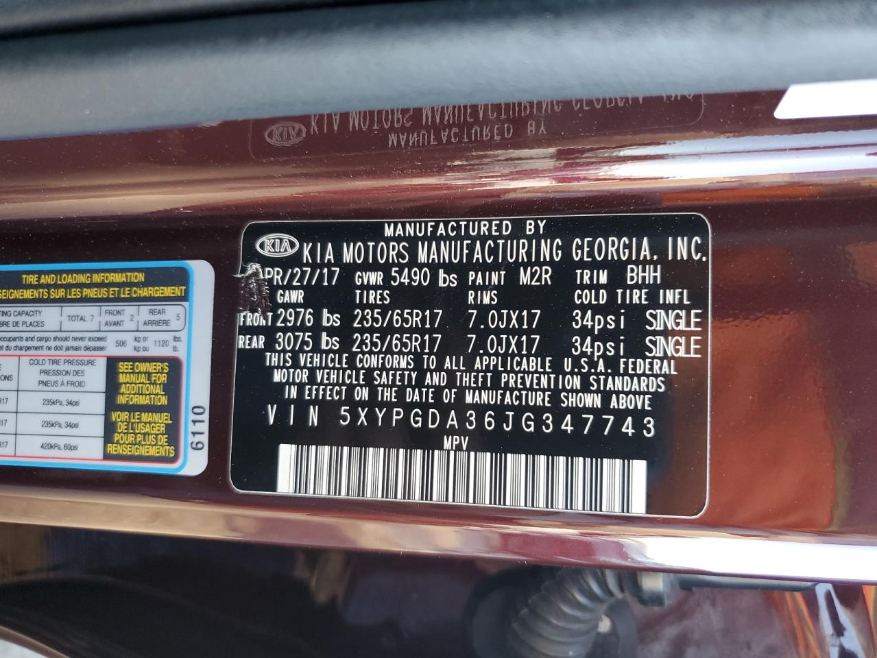 2018 Kia Sorento Lx VIN: 5XYPGDA36JG347743 Lot: 85754155