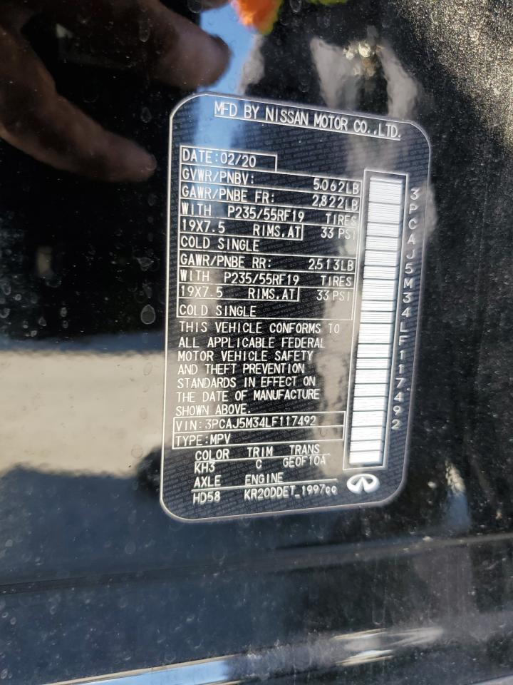 2020 Infiniti Qx50 Pure VIN: 3PCAJ5M34LF117492 Lot: 85285895