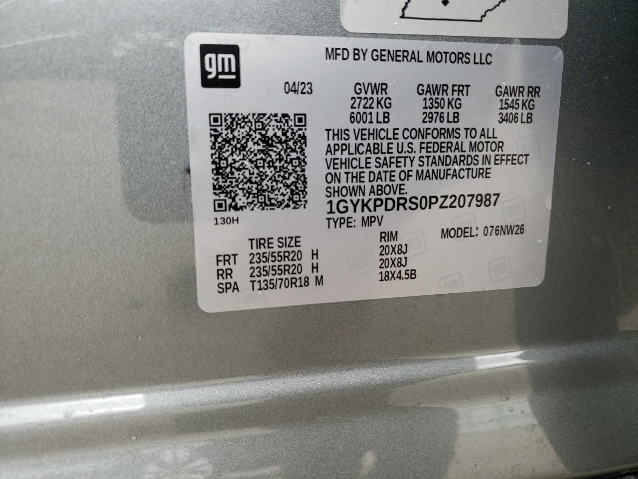 2023 Cadillac Xt6 Premium Luxury VIN: 1GYKPDRS0PZ207987 Lot: 89716735