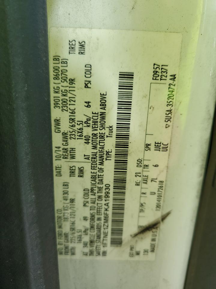 2015 Ford Transit T-150 VIN: 1FTNE1ZM6FKA19930 Lot: 85289185