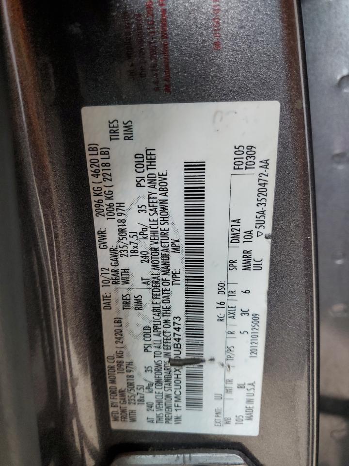 2013 Ford Escape Sel VIN: 1FMCU0HX1DUB47473 Lot: 82569995