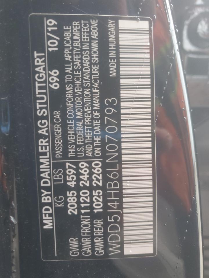 2020 Mercedes-Benz Cla 250 4Matic VIN: WDD5J4HB6LN070793 Lot: 82403645