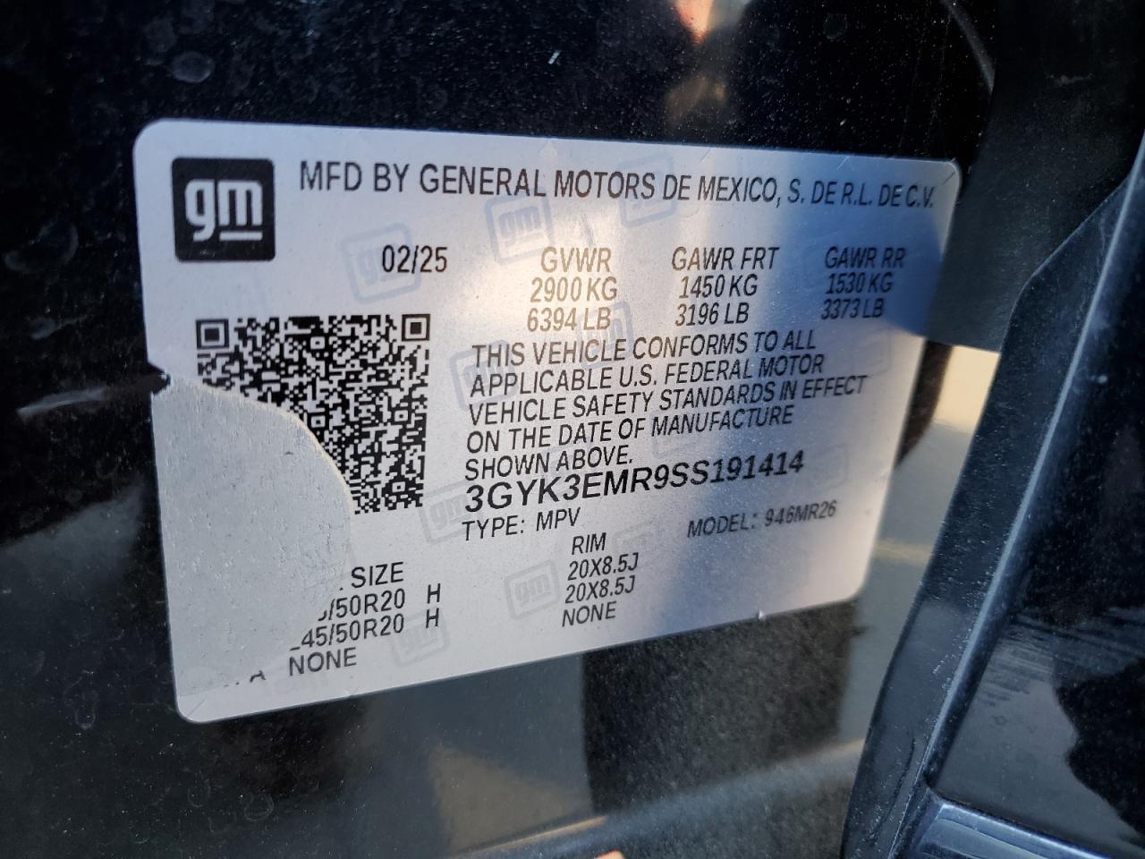 2025 Cadillac Optiq Sport VIN: 3GYK3EMR9SS191414 Lot: 86792125