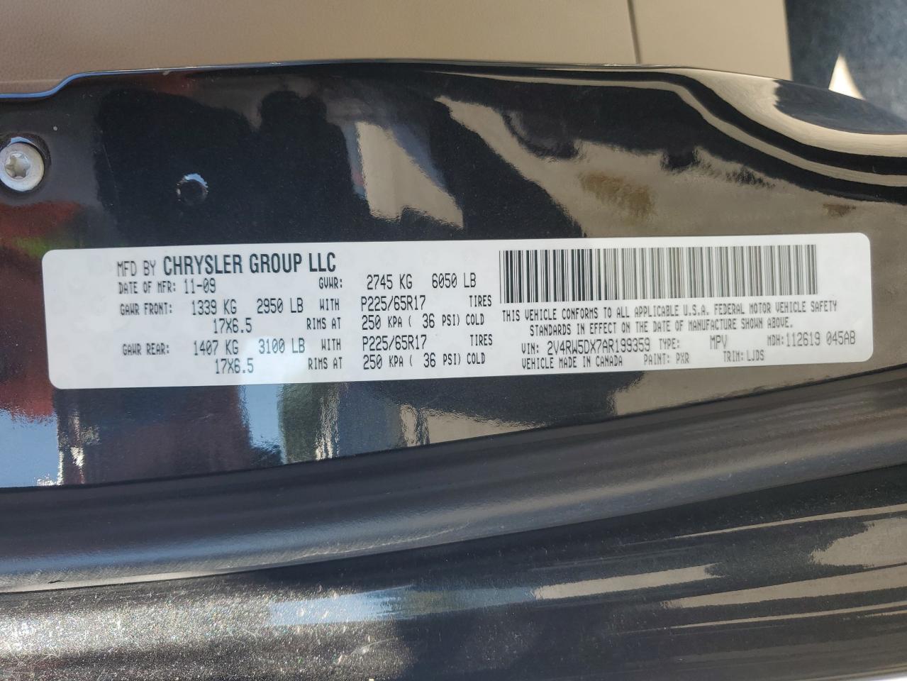 2010 Volkswagen Routan Sel VIN: 2V4RW5DX7AR199359 Lot: 81923815