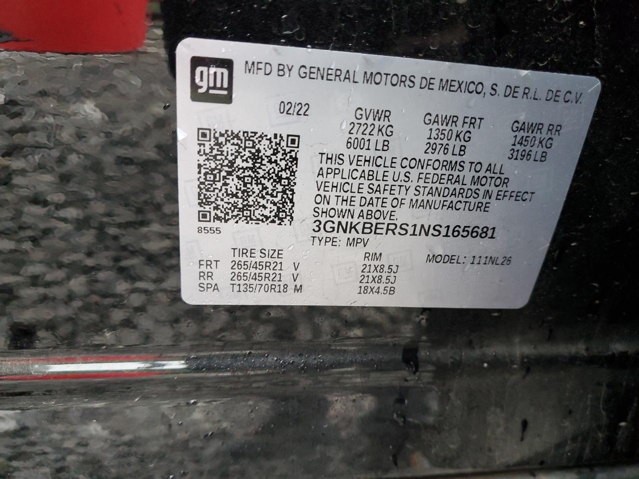 2022 Chevrolet Blazer Rs VIN: 3GNKBERS1NS165681 Lot: 85207565