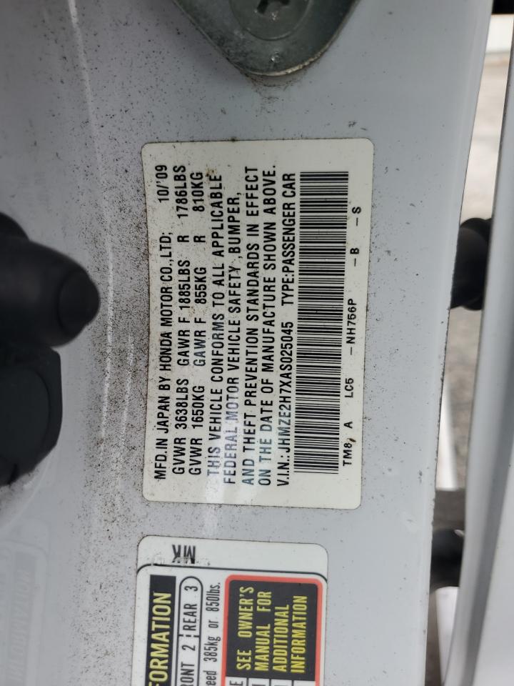 2010 Honda Insight Ex VIN: JHMZE2H7XAS025045 Lot: 82285855