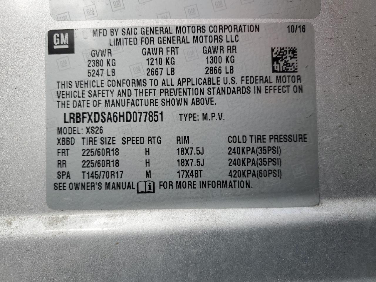 2017 Buick Envision Essence VIN: LRBFXDSA6HD077851 Lot: 87473485