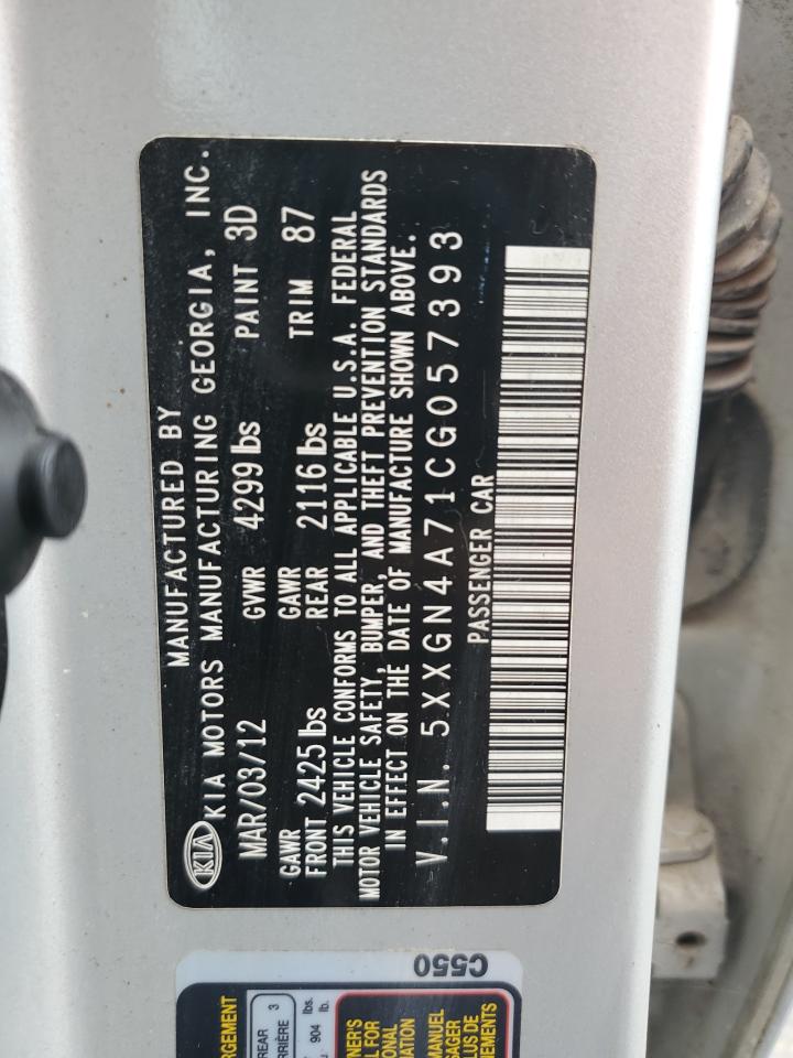 2012 Kia Optima Ex VIN: 5XXGN4A71CG057393 Lot: 85667735