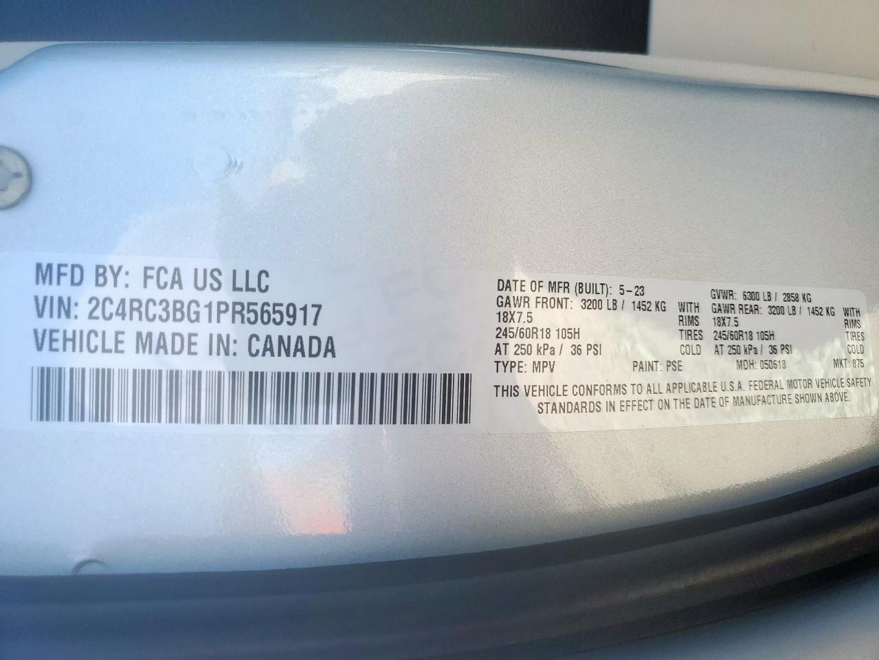 2023 Chrysler Pacifica Touring L VIN: 2C4RC3BG1PR565917 Lot: 86597545