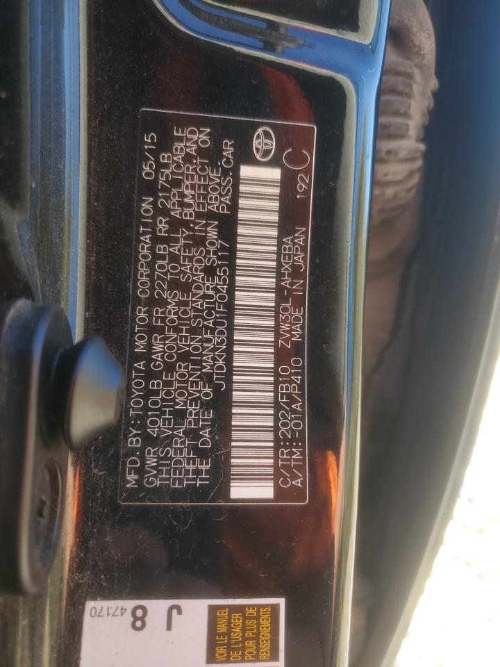 2015 Toyota Prius VIN: JTDKN3DU1F0455117 Lot: 85822815