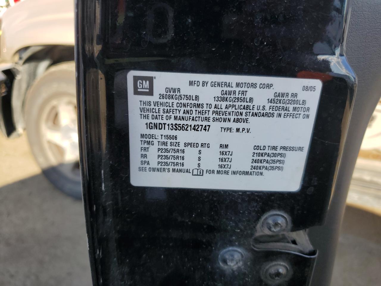 2006 Chevrolet Trailblazer Ls VIN: 1GNDT13S562142747 Lot: 81877955