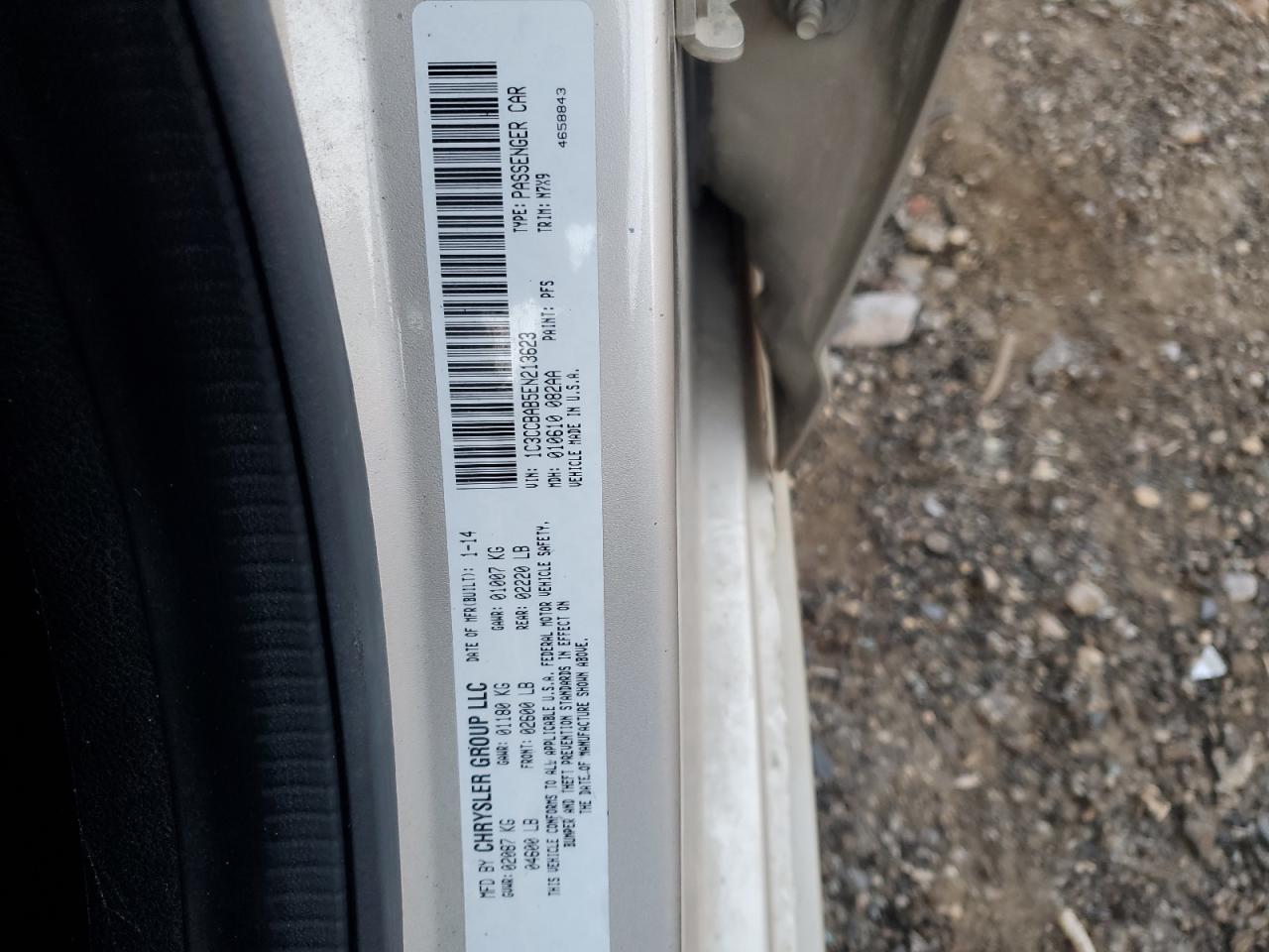 2014 Chrysler 200 Lx VIN: 1C3CCBAB5EN213623 Lot: 82262525