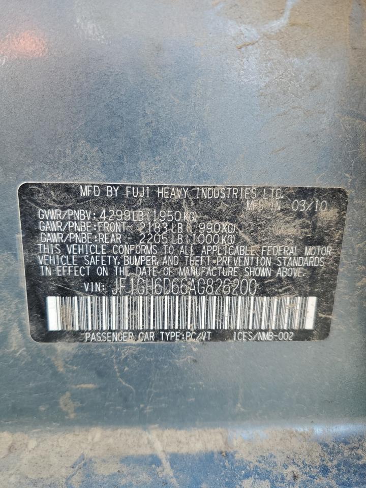 2010 Subaru Impreza Outback Sport VIN: JF1GH6D66AG826200 Lot: 85197195